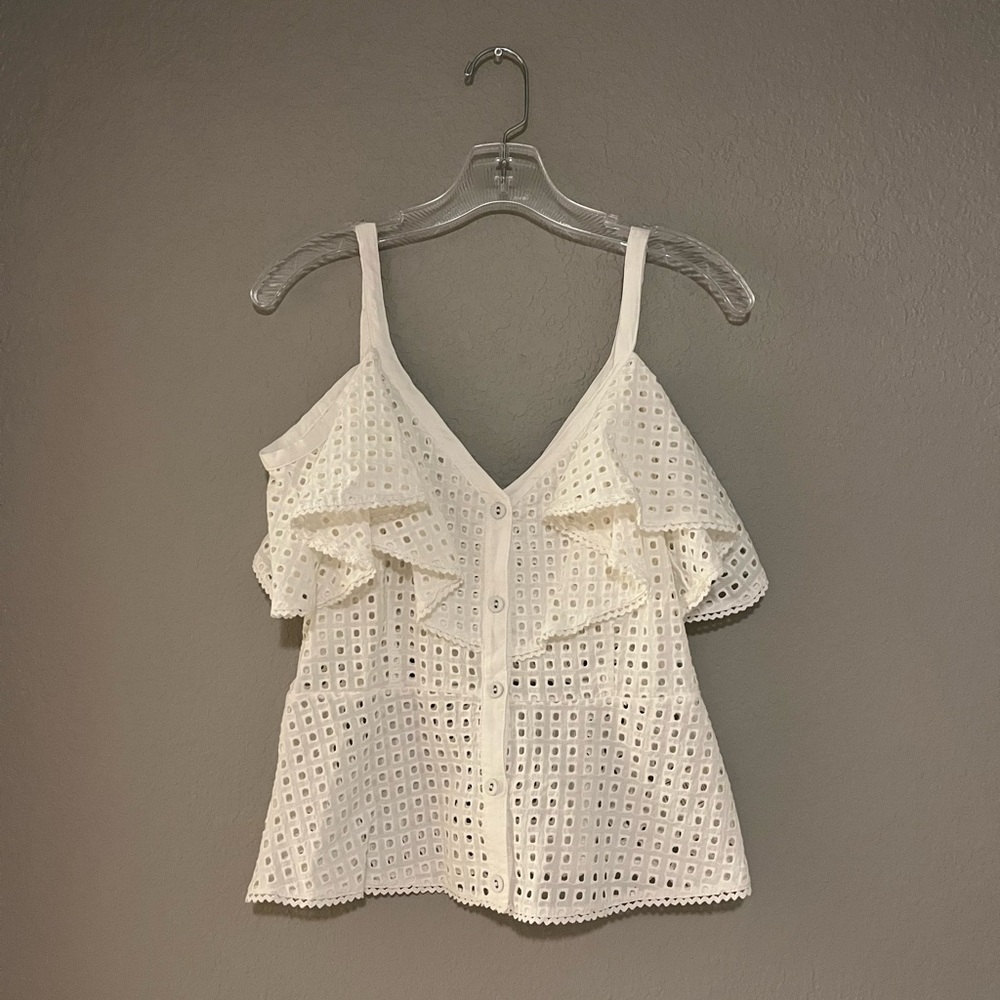 Revolve White Scalloped Blouse